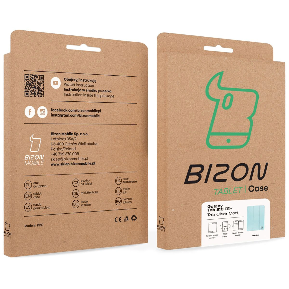 Kraftpapierbox von Bizon Case mit spezieller Etikette für Samsung Galaxy Tab S10 FE Plus