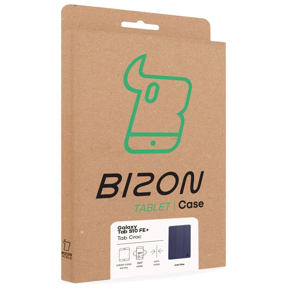 Fața cutiei Bizon Case cu eticheta dedicată pentru Samsung Galaxy Tab S10 FE Plus