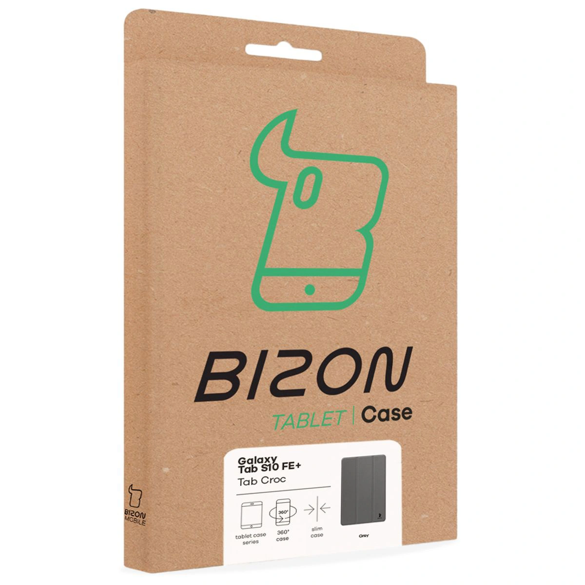 Front of the Bizon Case box with a dedicated label for Samsung Galaxy Tab S10 FE Plus