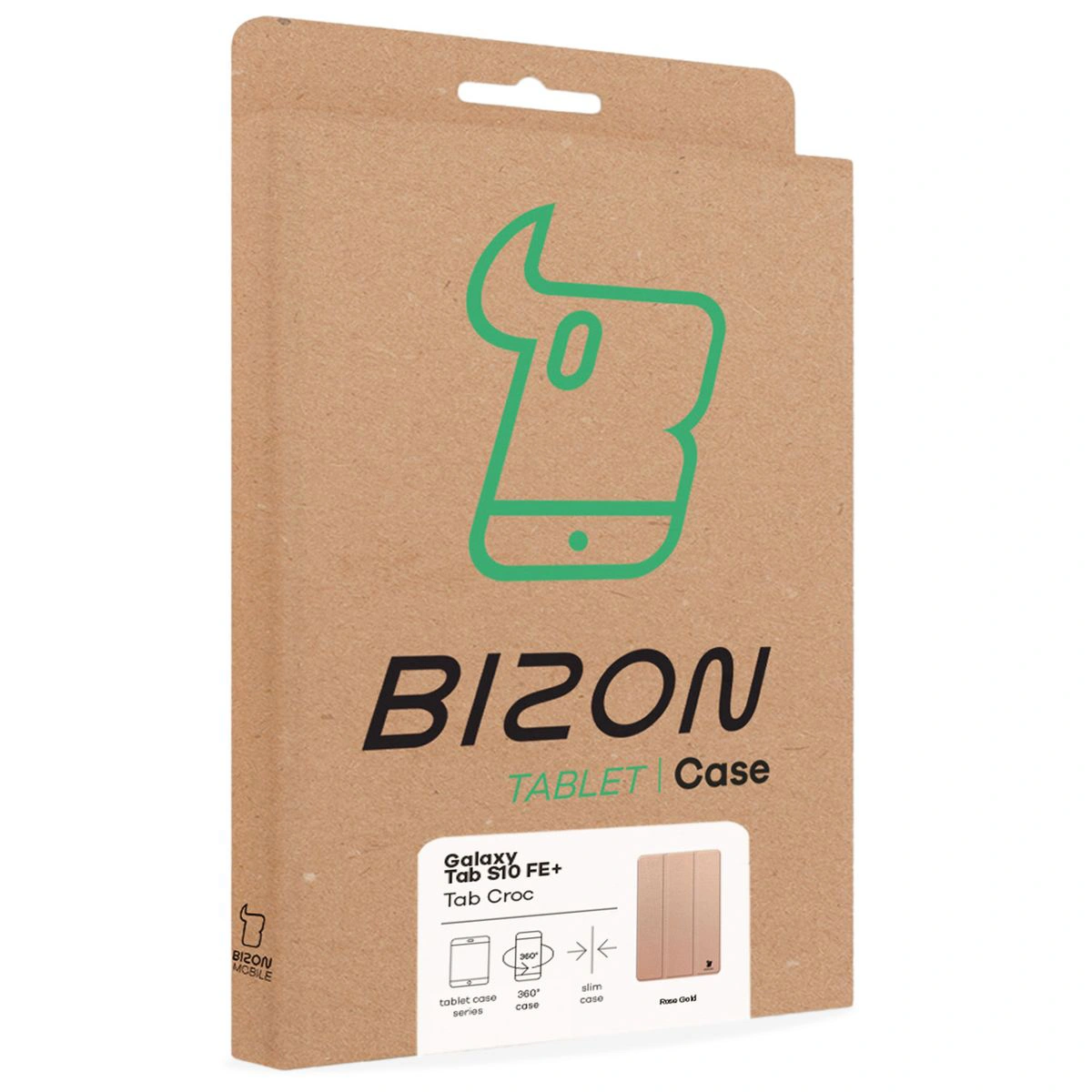 Vorderseite der Bizon Case Box mit einem speziellen Etikett für das Samsung Galaxy Tab S10 FE Plus