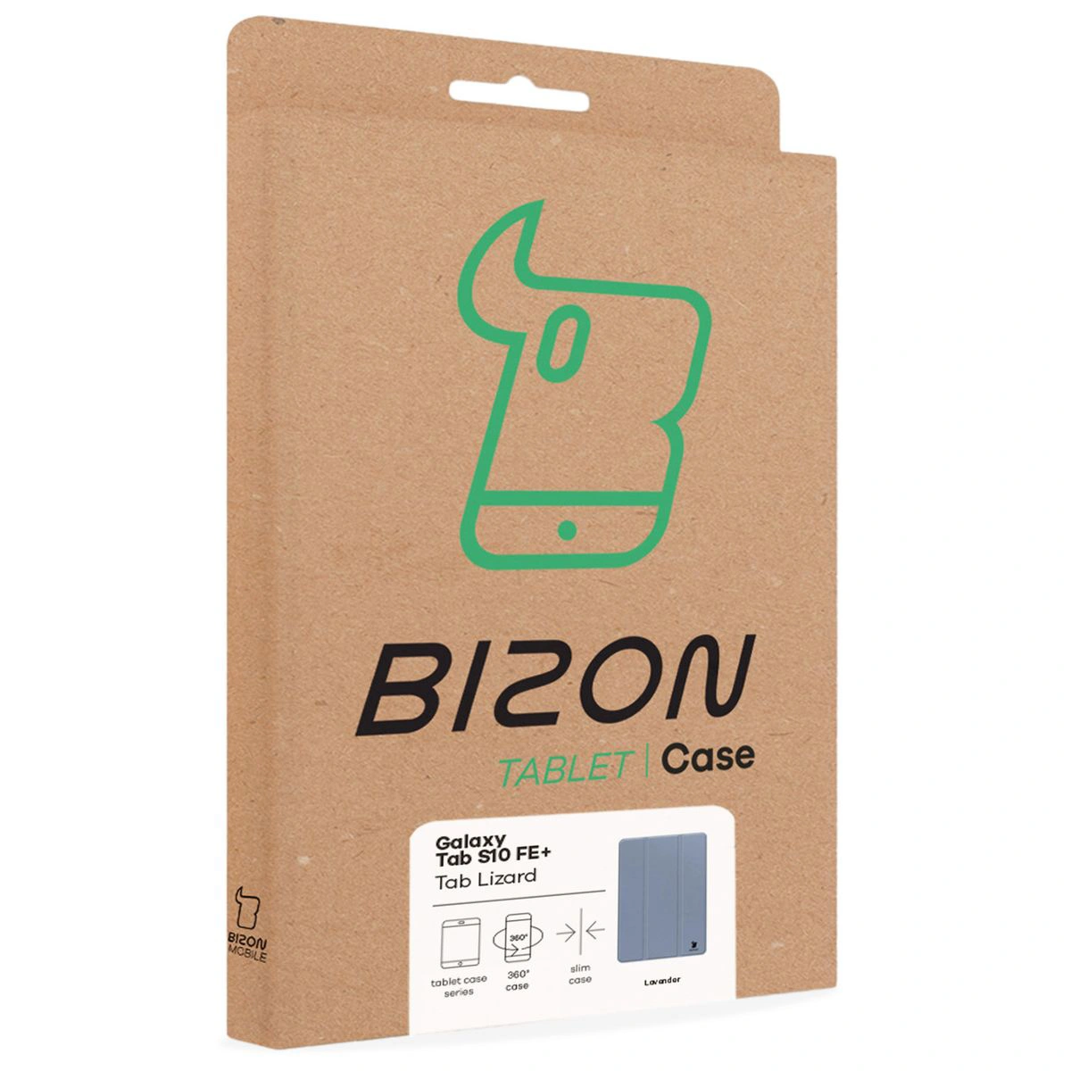 Front of the Bizon Case box with a dedicated label for Samsung Galaxy Tab S10 FE Plus