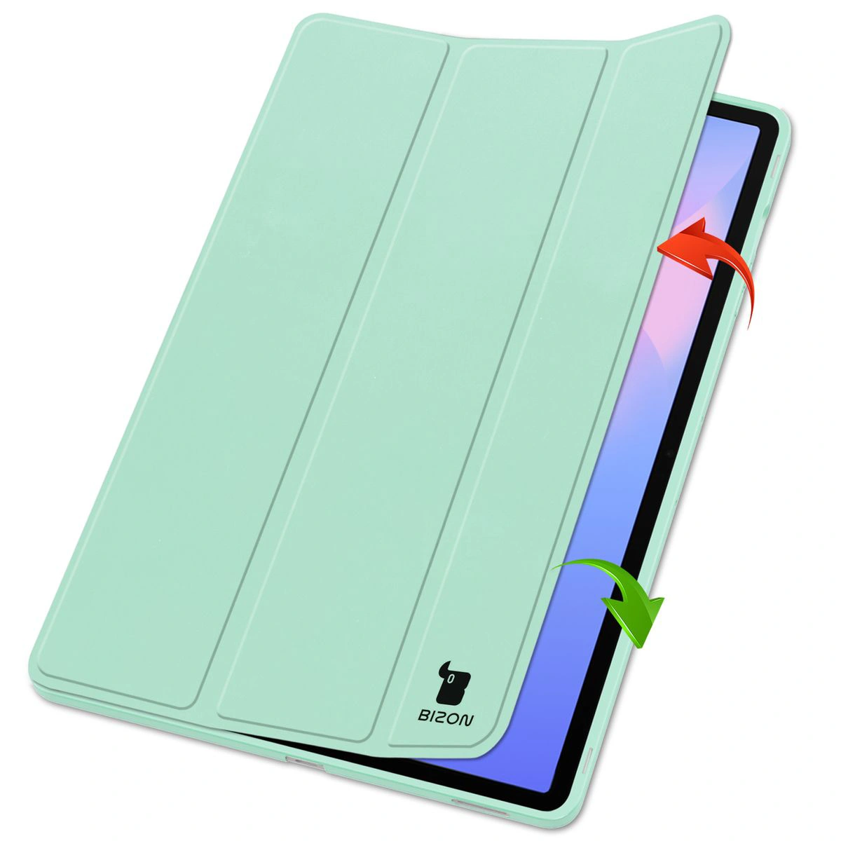 Zwei Etuis, die auf erhöhten Ständern stehen und die Funktion zur Umwandlung in einen Stand für das Samsung Galaxy Tab S10 FE Plus zeigen