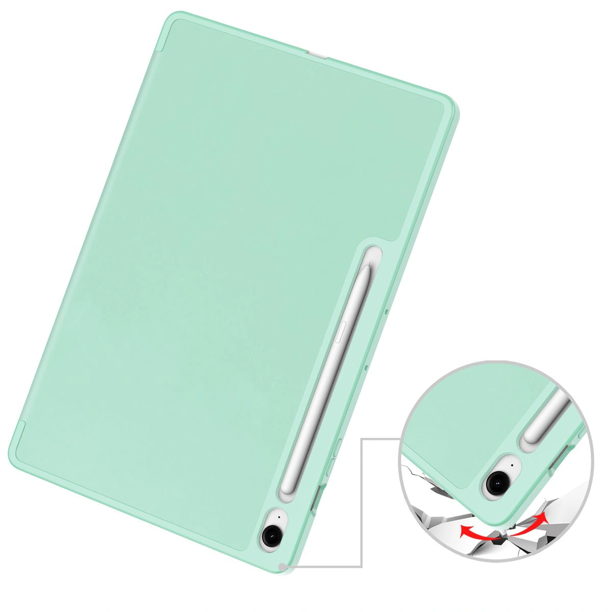 Darstellung der robusten Kanten des Etuis für das Samsung Galaxy Tab S10 FE Plus