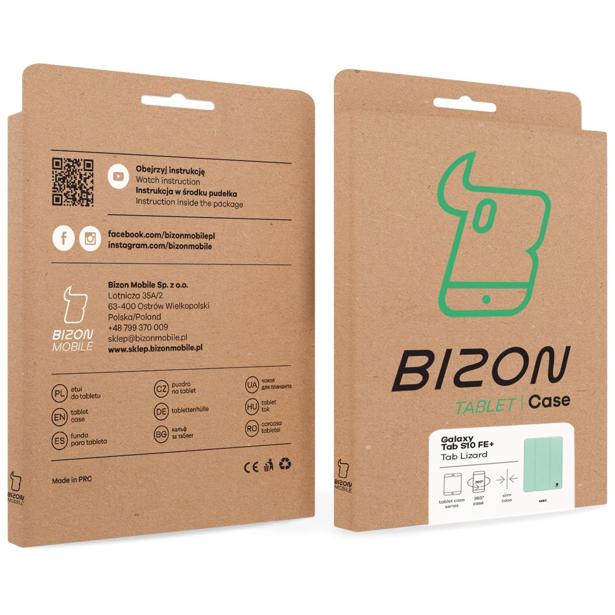 Kraftpapierbox von Bizon Case mit dediziertem Etikett für das Samsung Galaxy Tab S10 FE Plus