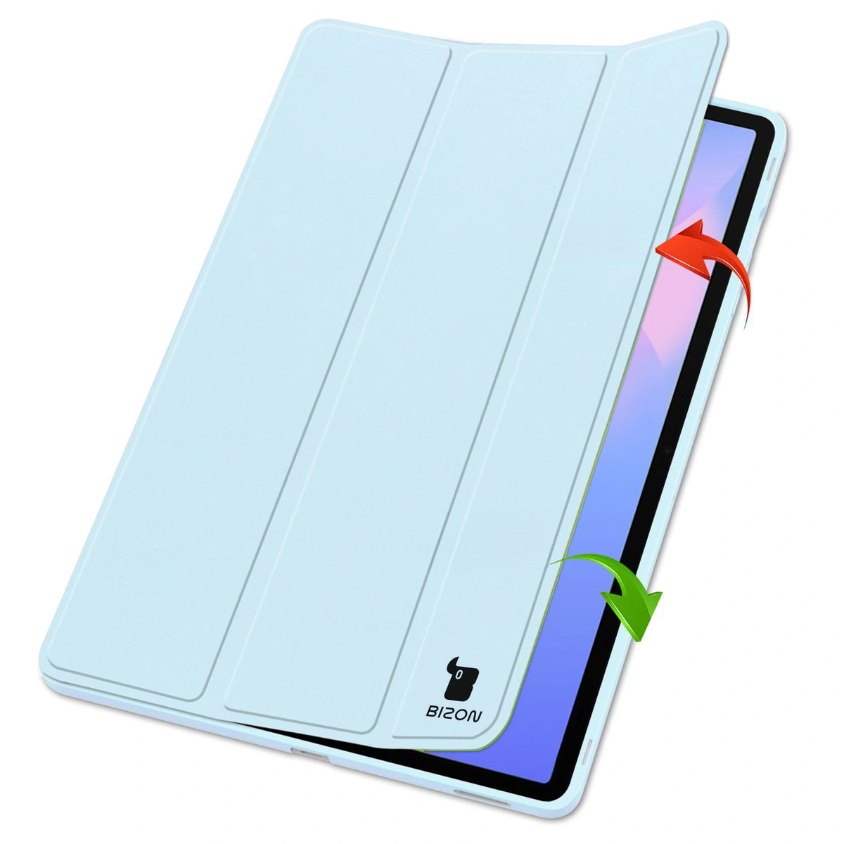 Two cases standing on risers, showcasing the function of converting into a stand for Samsung Galaxy Tab S10 FE Plus