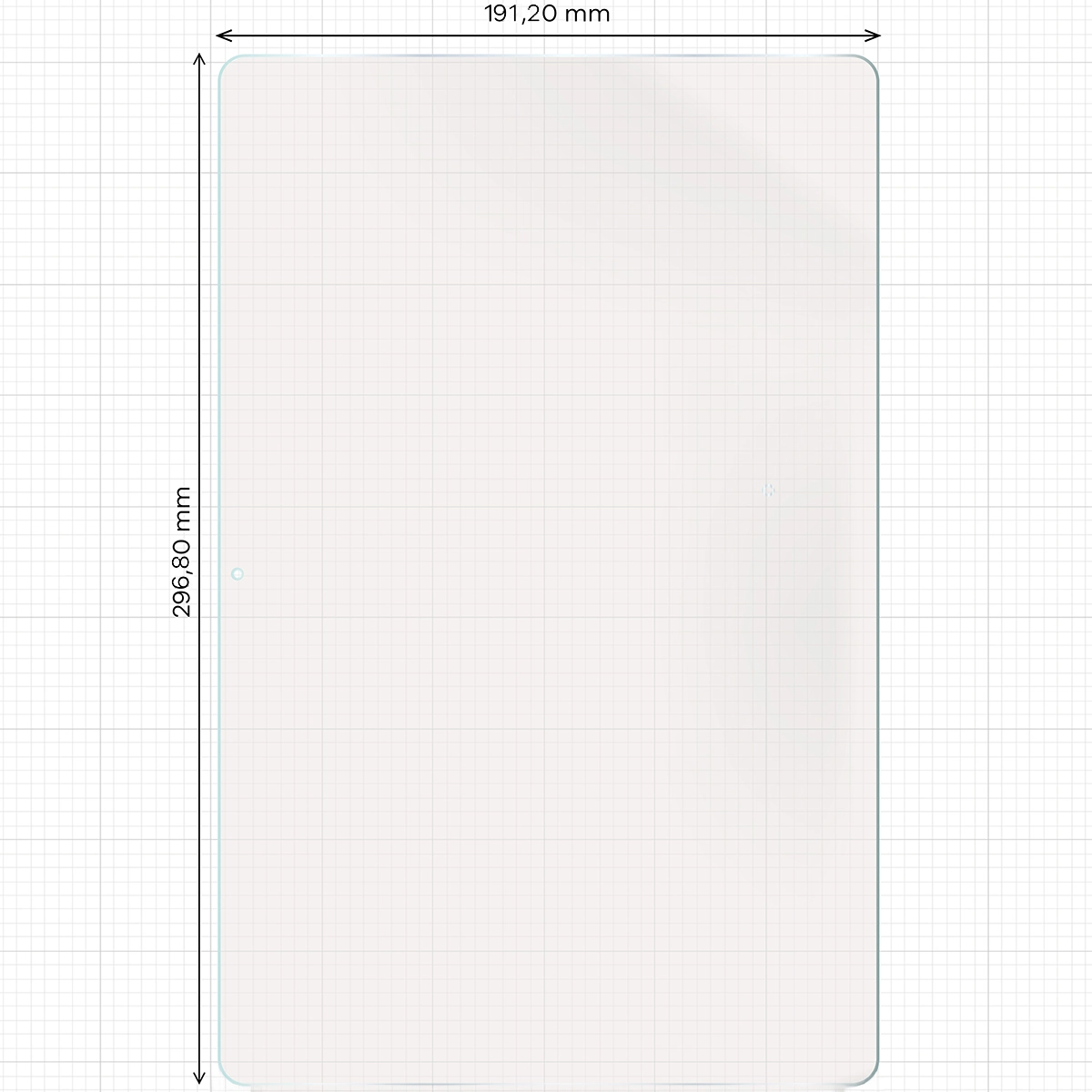 Miarka z wymiarami folii matowej Bizon Glass Tab Film Sun do Galaxy Tab S10 FE Plus