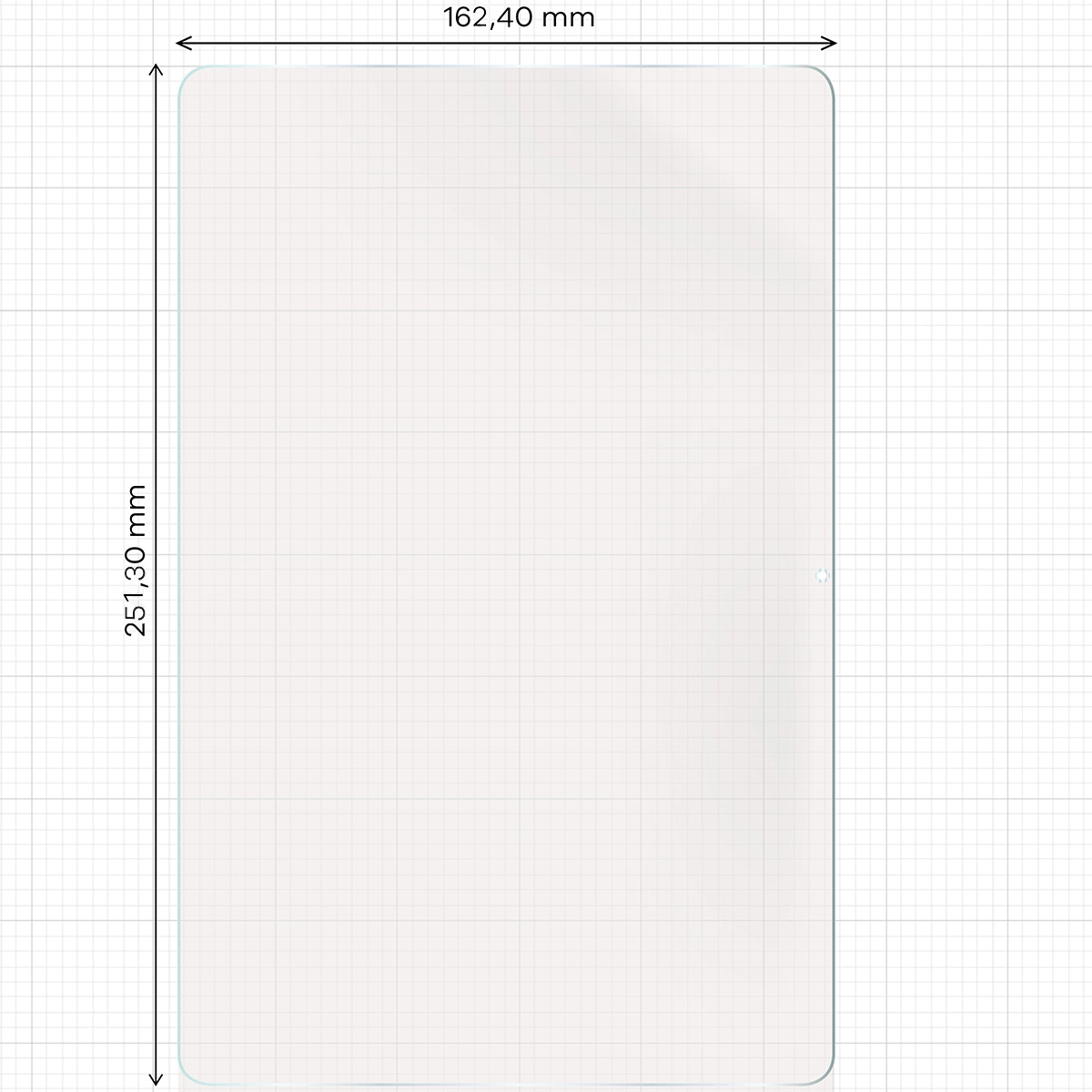 Miarka z wymiarami folii matowej Bizon Glass Tab Film Sun do Samsung Galaxy Tab S10 FE