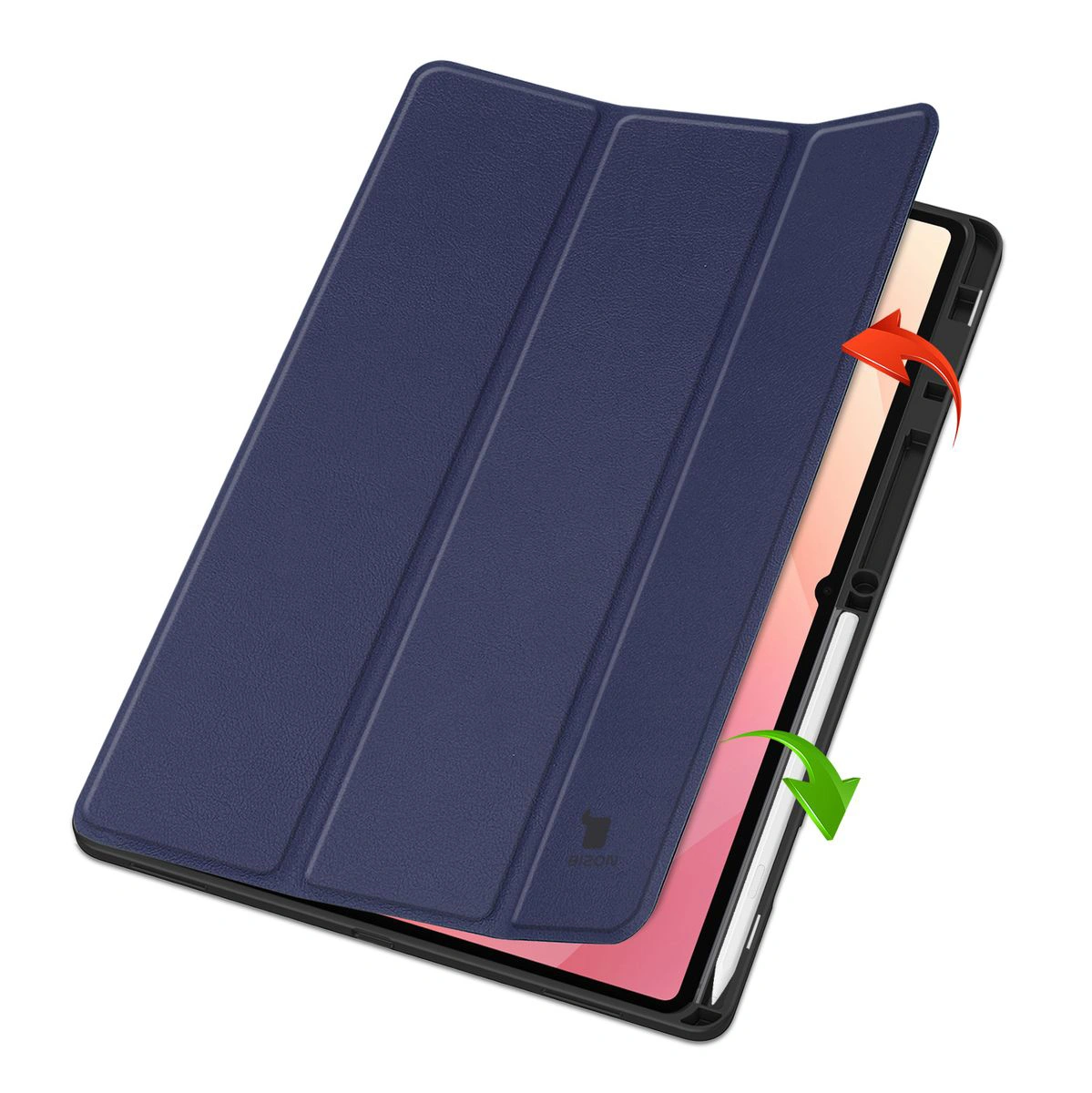 Two cases standing on elevations, showcasing the function to change into a stand for Samsung Galaxy Tab S11 Ultra