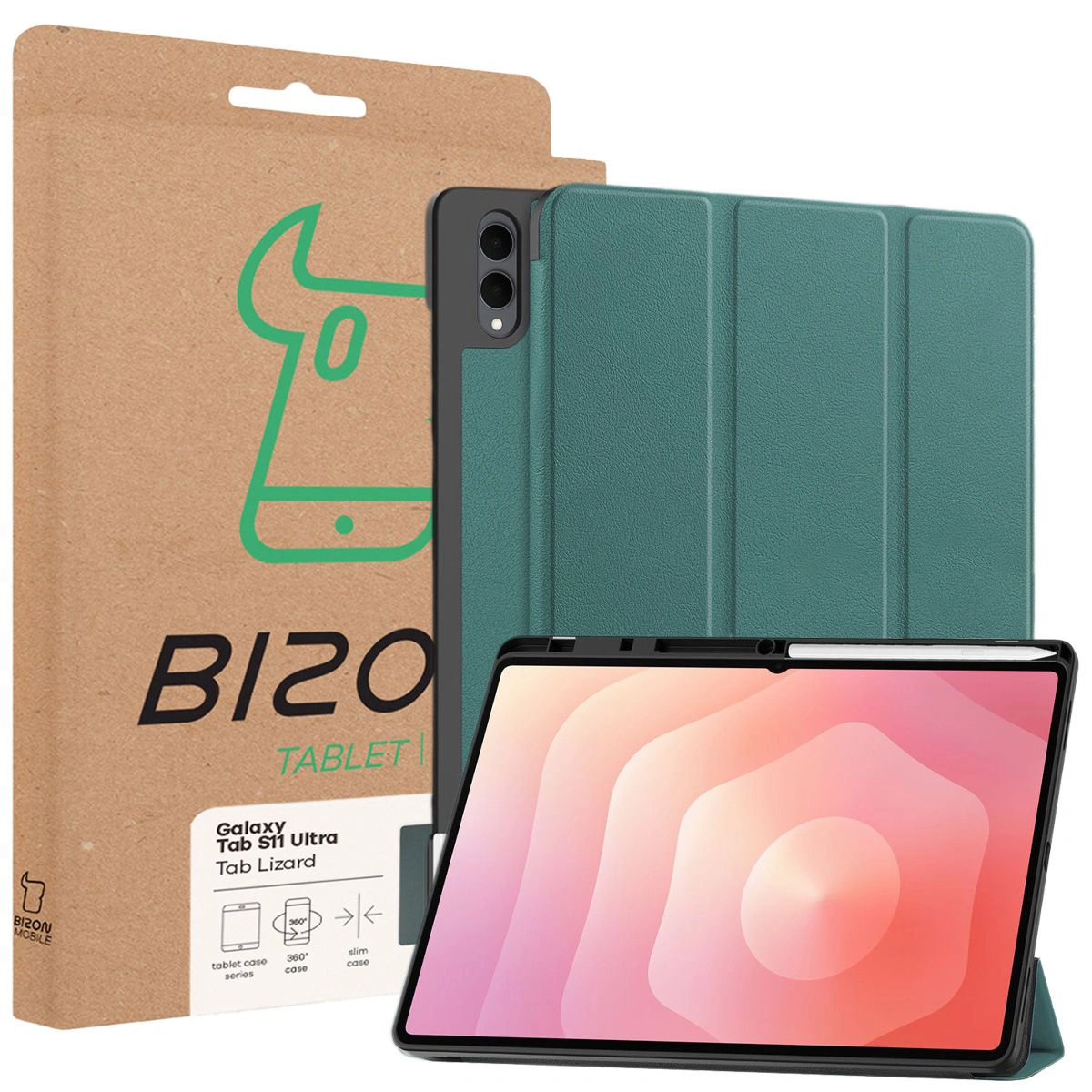 Front of the Bizon Case box with a dedicated label for Samsung Galaxy Tab S11 Ultra