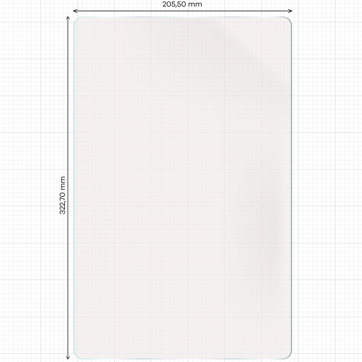 Miarka z wymiarami folii matowej Bizon Glass Tab Film Sun do Galaxy Tab S11 Ultra