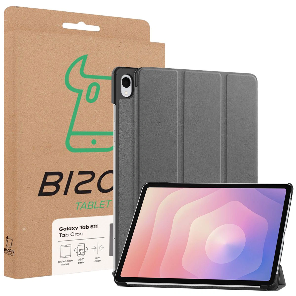 Front of the Bizon Case box with a dedicated label for Samsung Galaxy Tab S11
