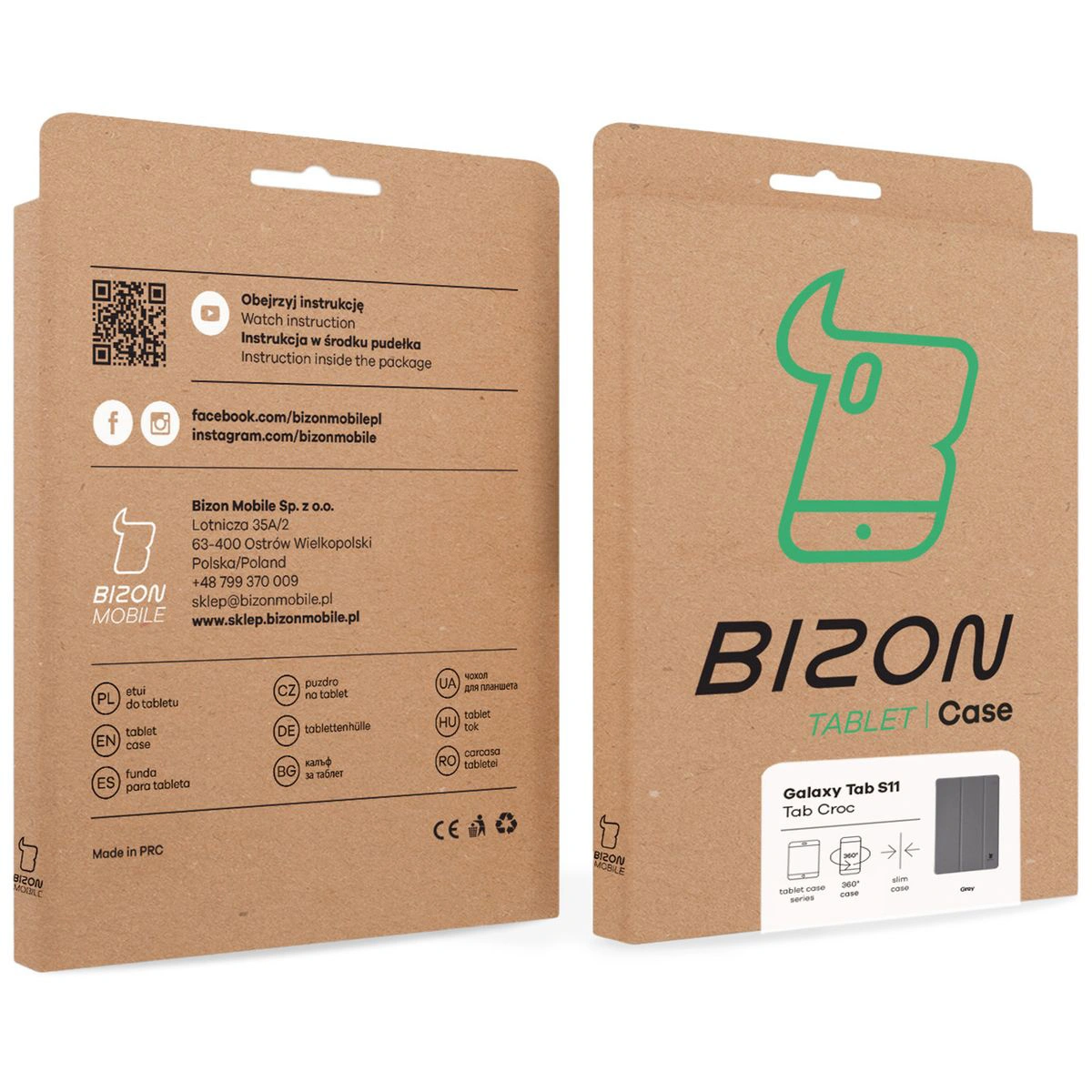 Kraft box Bizon Case with a dedicated label for Samsung Galaxy Tab S11