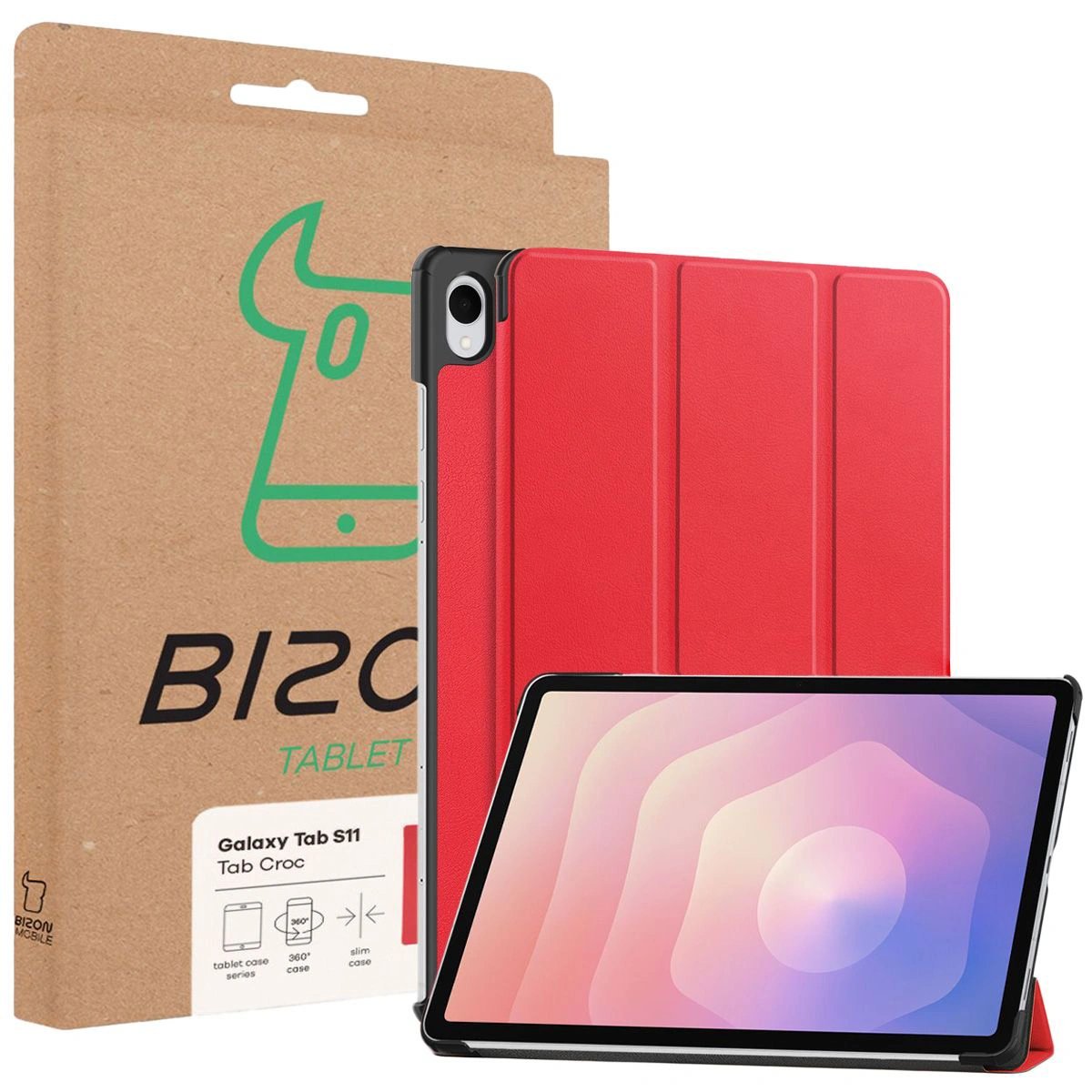 Front of the Bizon Case box with a dedicated label for Samsung Galaxy Tab S11