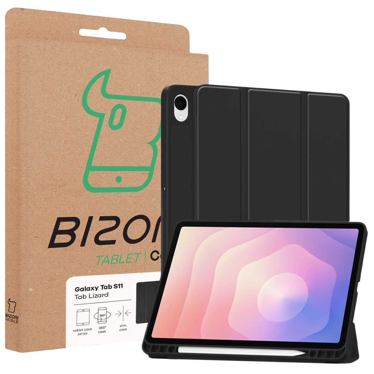 Front of the Bison Case box with a dedicated label for Samsung Galaxy Tab S11