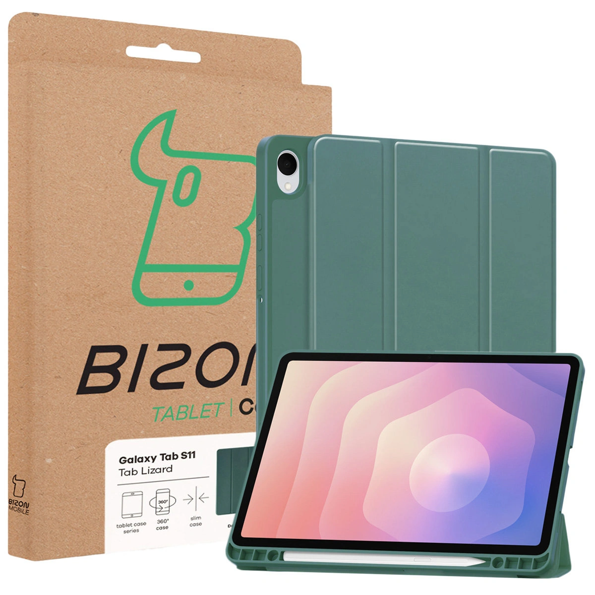 Front of the Bison Case box with a dedicated label for Samsung Galaxy Tab S11