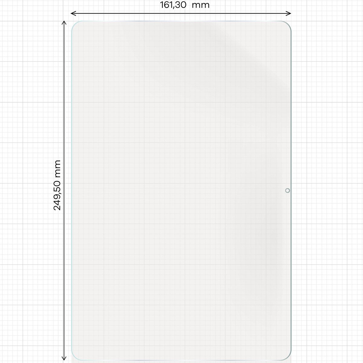 Miarka z wymiarami folii matowej Bizon Glass Tab Film Sun do Galaxy Tab S11