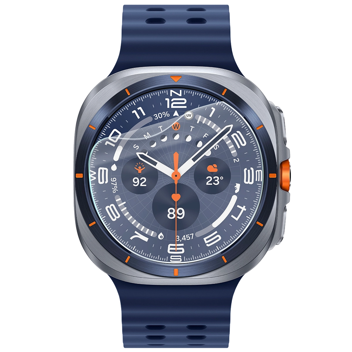 Bison Watch Film HydroFlex hydrogel film for Samsung Galaxy Watch Ultra 1 / Ultra 2 / 6 Classic 47 mm on the watch