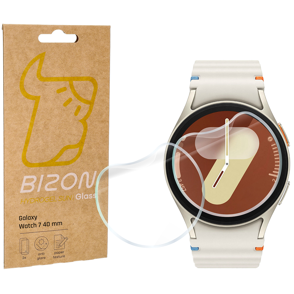 Folia matowa na ekran Bizon Glass Watch Hydrogel Sun do Galaxy Watch 7 40 mm, 2 sztuki