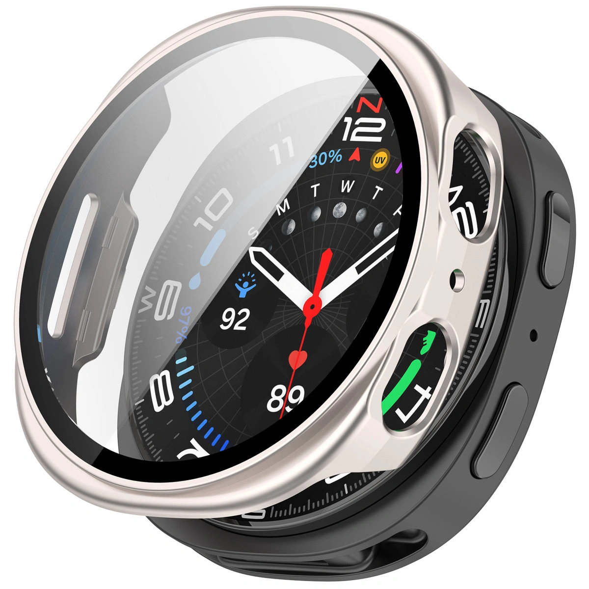 Οπτικοποίηση τοποθέτησης θήκης Bizon Case+Glass Watch για Galaxy Watch 8 40 mm