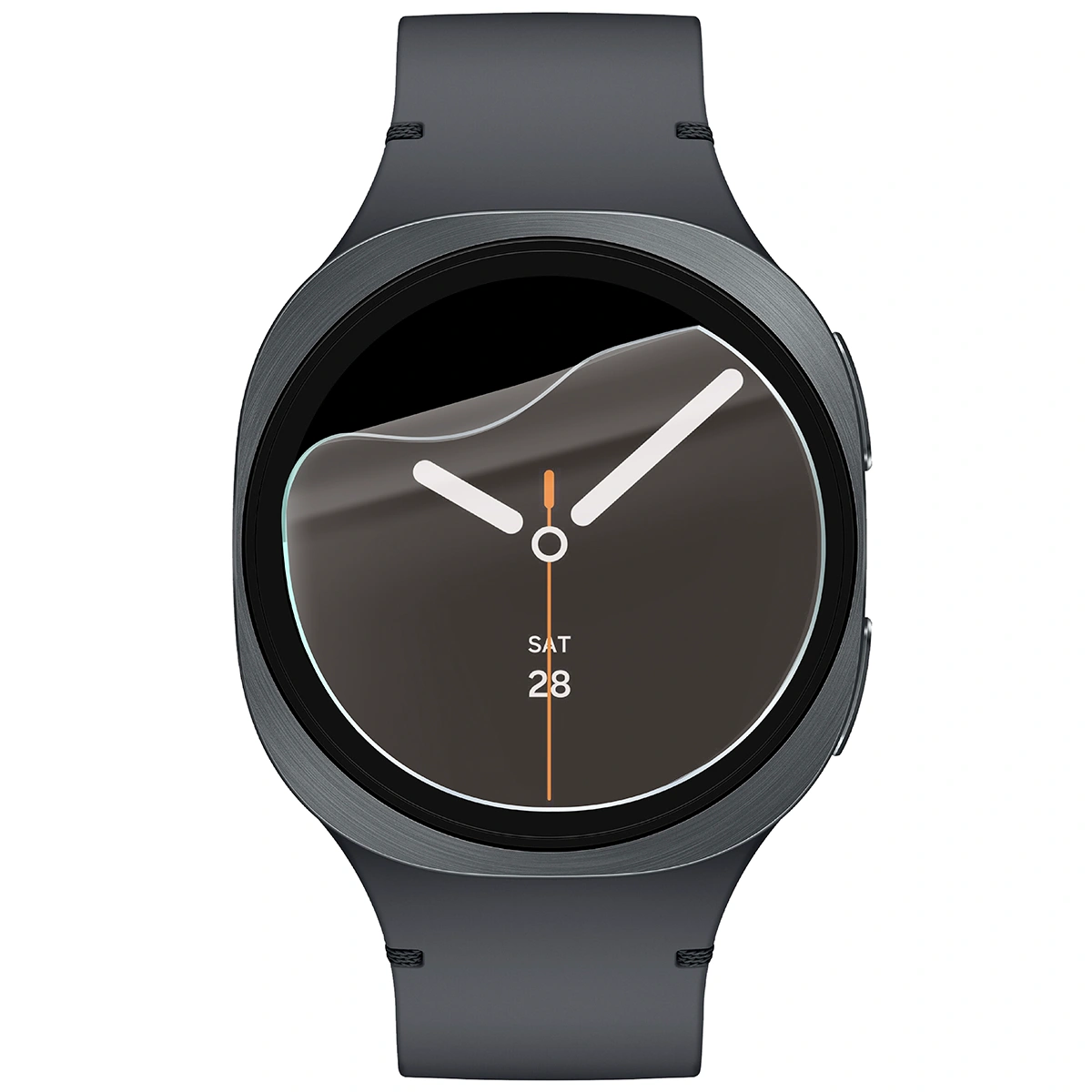 Smartwatch z nałożoną folią ochronną Bizon Glass Watch Film Sun Duo do Samsung Galaxy Watch 8 40 mm