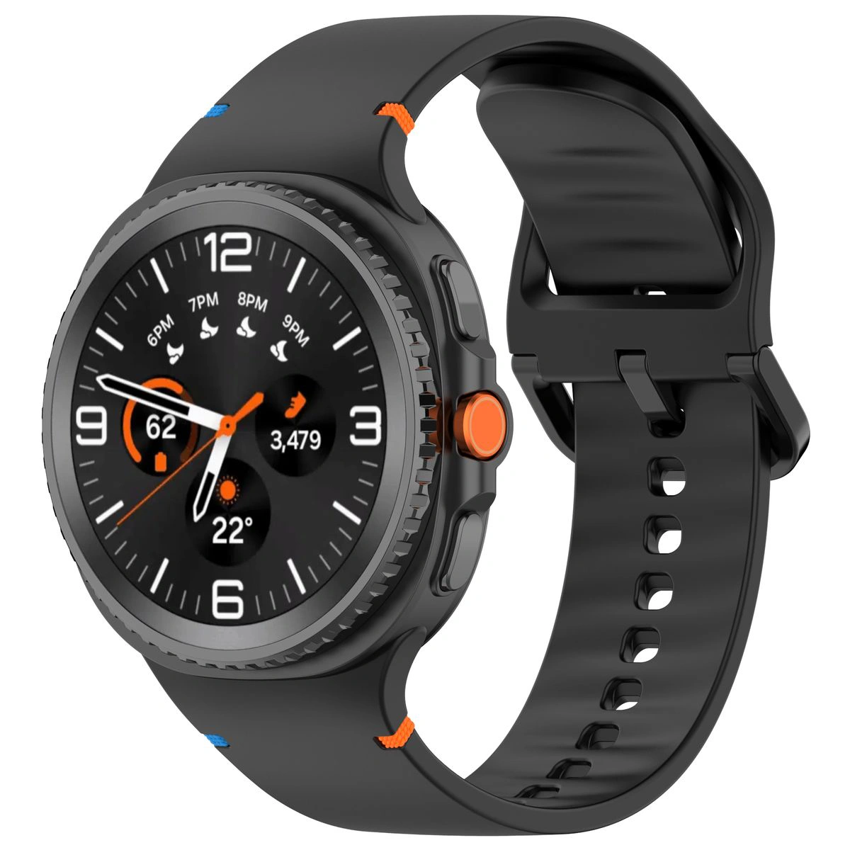 Bison Strap Watch Silicone G for Galaxy Watch 8 40 mm/44 mm/8 Classic 46 mm, black