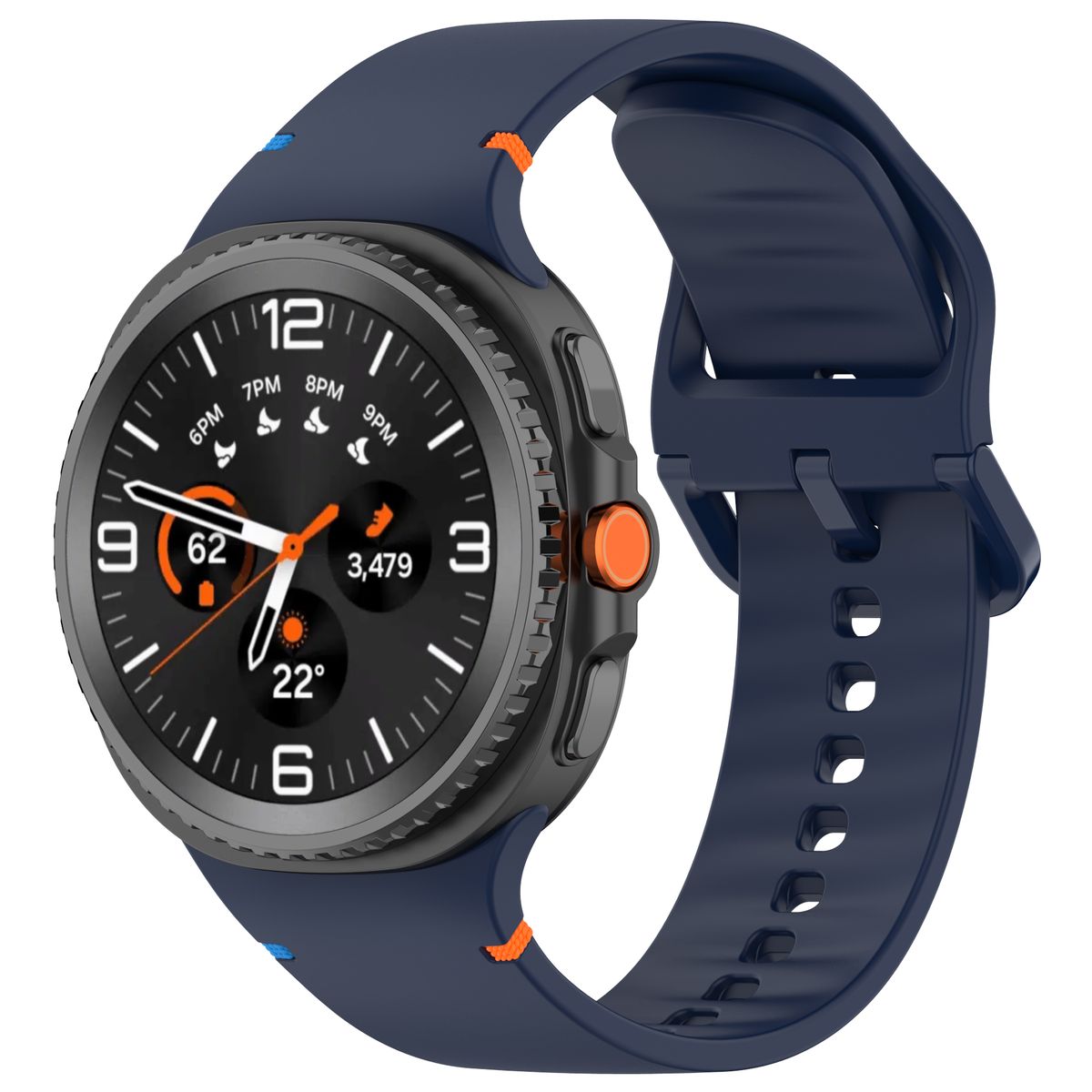 Silikonowy pasek Bizon Strap Watch Silicone G do Galaxy Watch 8 40 mm/44 mm/8 Classic 46 mm, granatowy
