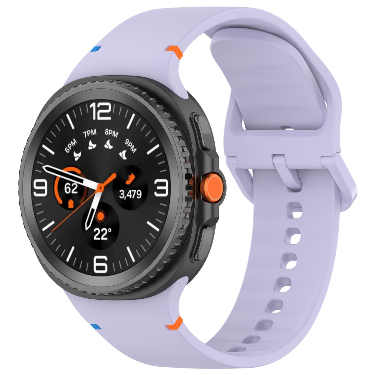 Silikonowy pasek Bizon Strap Watch Silicone G do Galaxy Watch 8 40 mm/44 mm/8 Classic 46 mm, jasnofioletowy 