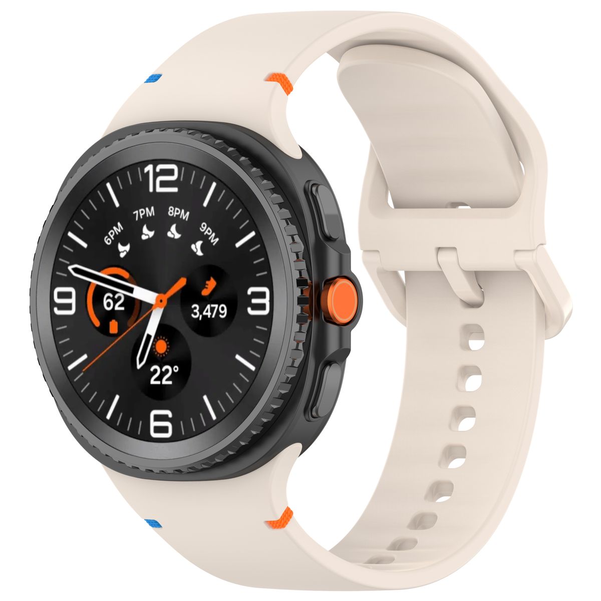 Brățară din silicon Bizon Strap Watch Silicone G pentru Galaxy Watch 8 40 mm/44 mm/8 Classic 46 mm, bej