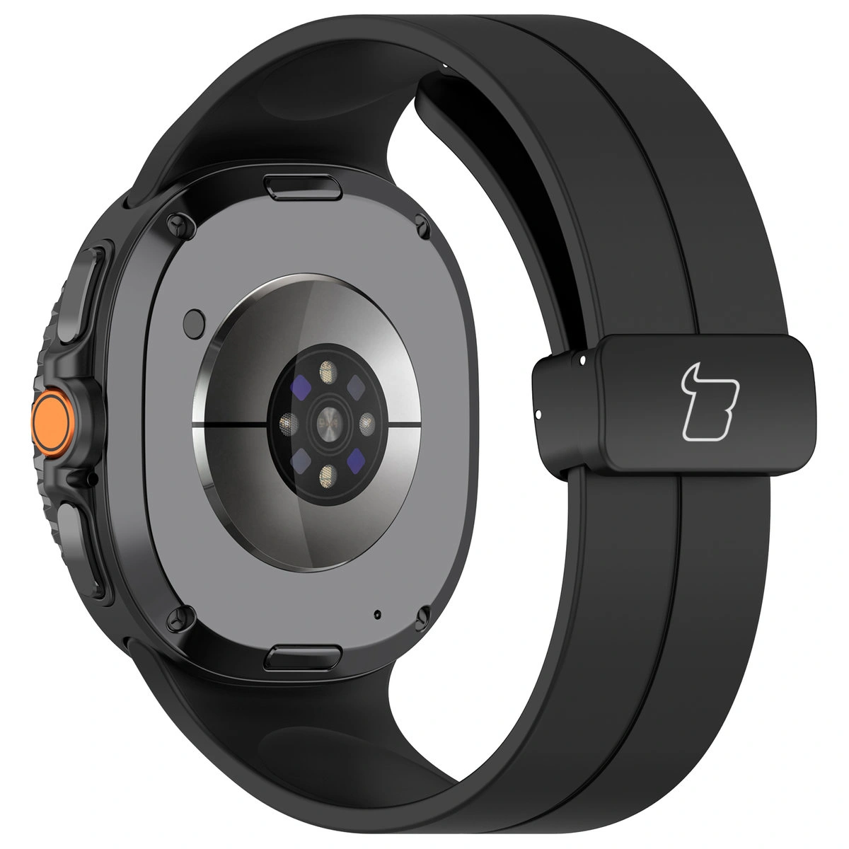 Silikonowy pasek Bizon Strap Watch Silicone L do Galaxy Watch 8 40 mm / 44 mm / 8 Classic 46 mm ukazane od tyłu