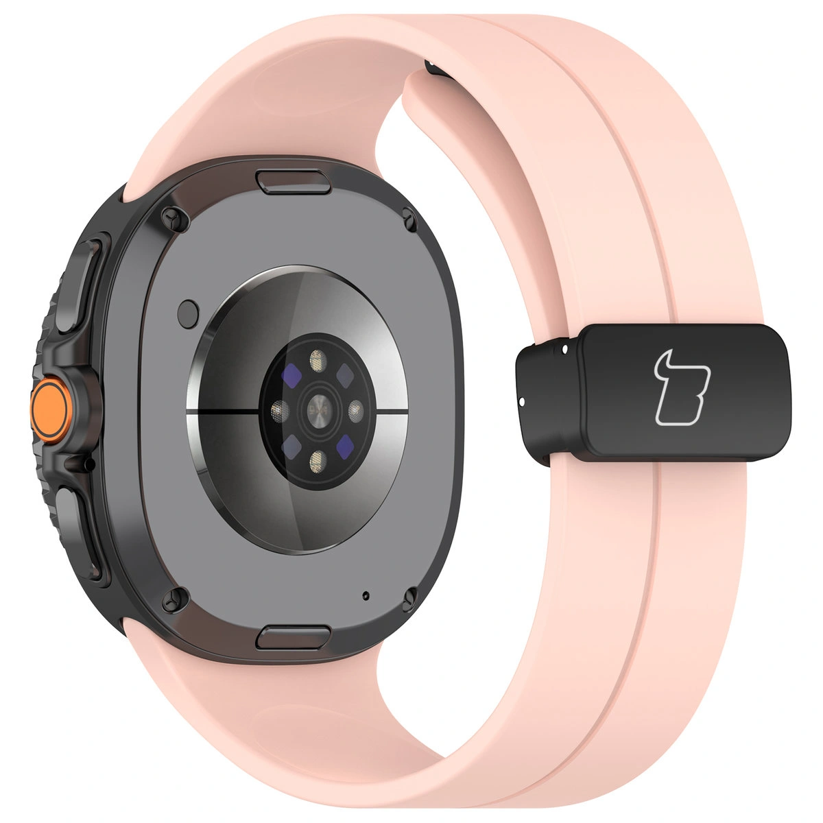 Silikonowy pasek Bizon Strap Watch Silicone L do Galaxy Watch 8 40 mm / 44 mm / 8 Classic 46 mm ukazane od tyłu