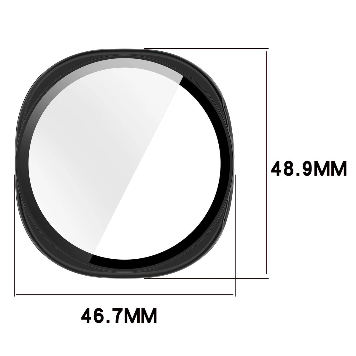 Dimensions of the Bizon Case+Glass Watch for Galaxy Watch 8 44 mm