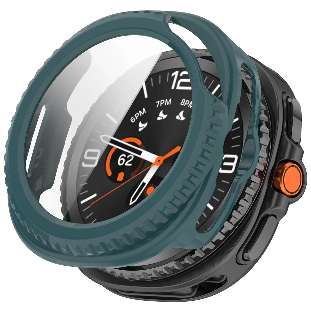 Visualization of applying Bizon Case+Glass Watch to Galaxy Watch 8 Classic 46 mm