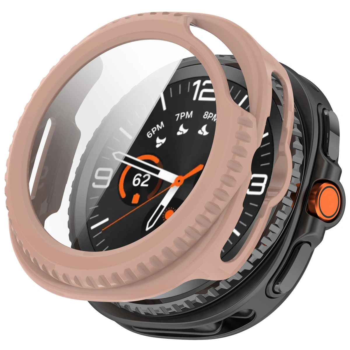 Visualization of applying Bizon Case+Glass Watch to Galaxy Watch 8 Classic 46 mm