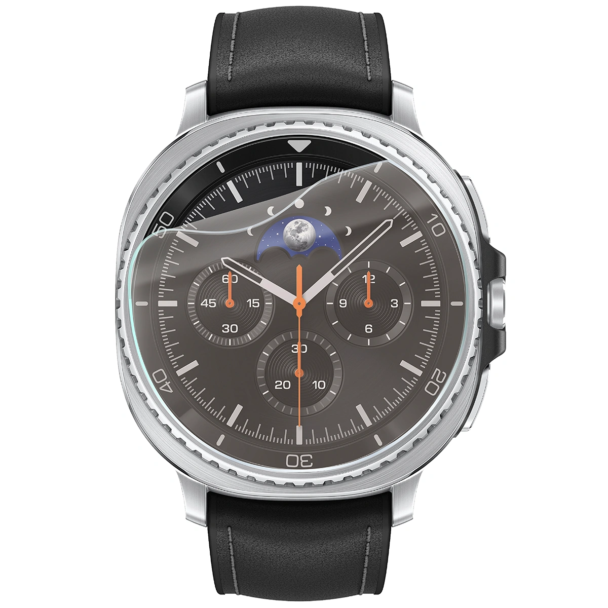 Smartwatch z nałożoną folią ochronną Bizon Glass Watch Film Sun Duo do Samsung Galaxy Watch 8 Classic 46 mm