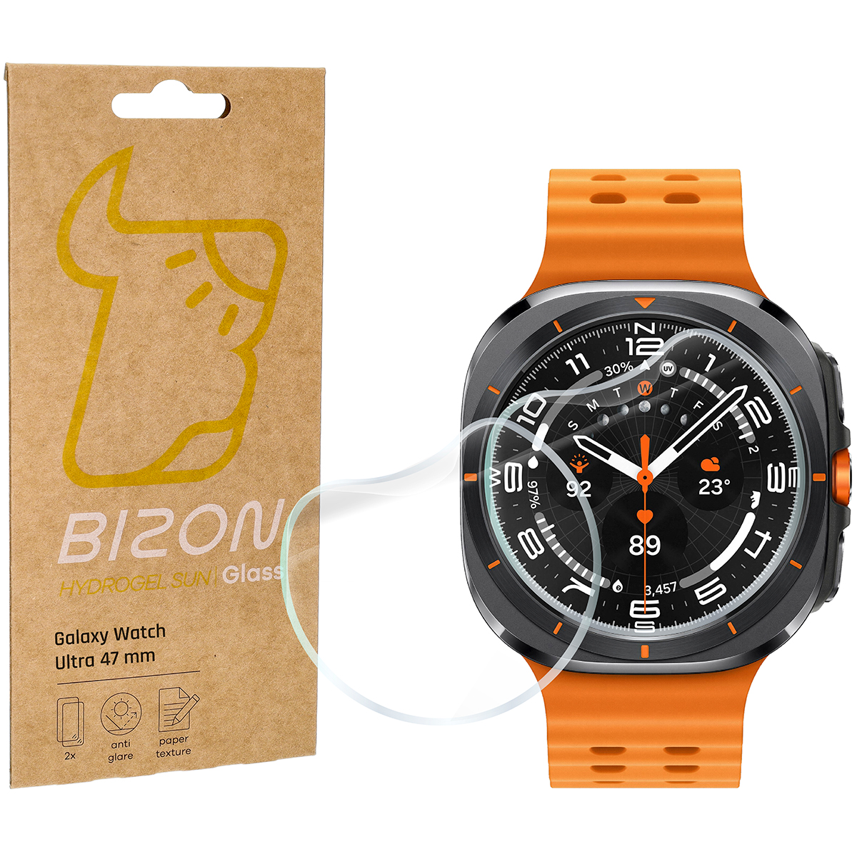 Folia matowa na ekran Bizon Glass Watch Hydrogel Sun do Galaxy Watch Ultra 47 mm, 2 sztuki