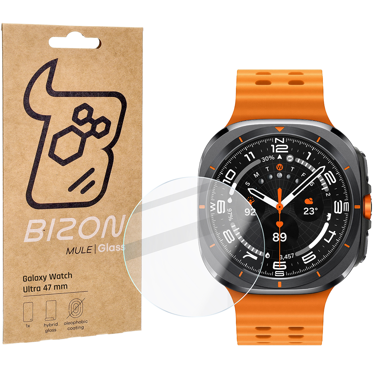 Szkło hybrydowe na ekran Bizon Glass Watch Mule do Galaxy Watch Ultra 47 mm