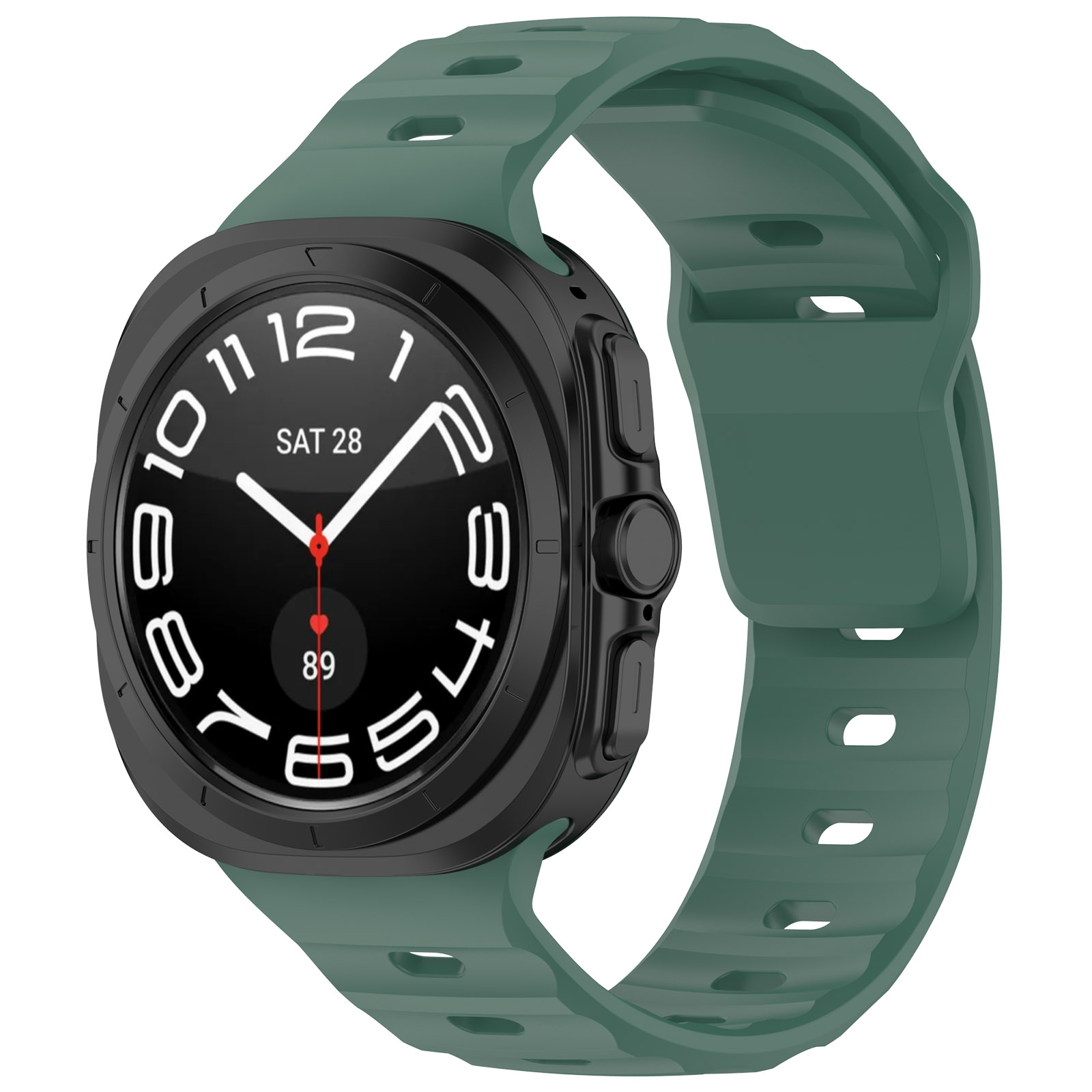 Bizon Strap Watch Silicone strap for Galaxy Watch Ultra 47 mm, dark green