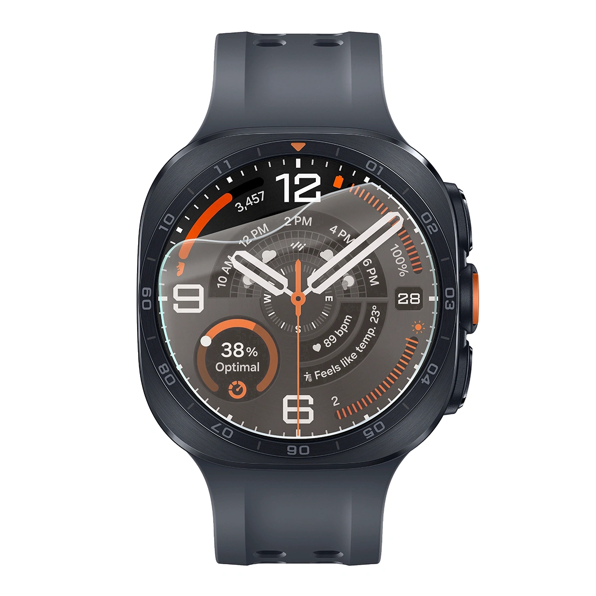 Smartwatch z nałożoną folią ochronną Bizon Watch Film Matte Duo do Samsung Galaxy Watch Ultra 2 (2026) 47 mm