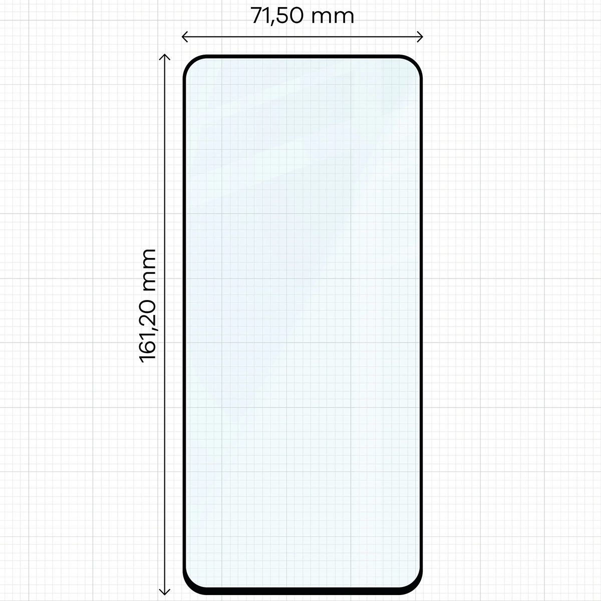 Wymiary szkła Bizon Glass Edge Duo do Samsung Galaxy XCover 7 Pro / Samsung Galaxy XCover 6 Pro