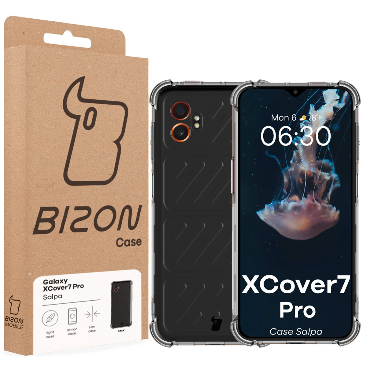 Front of the Bison Case box with a dedicated label for Samsung Galaxy XCover 7 Pro