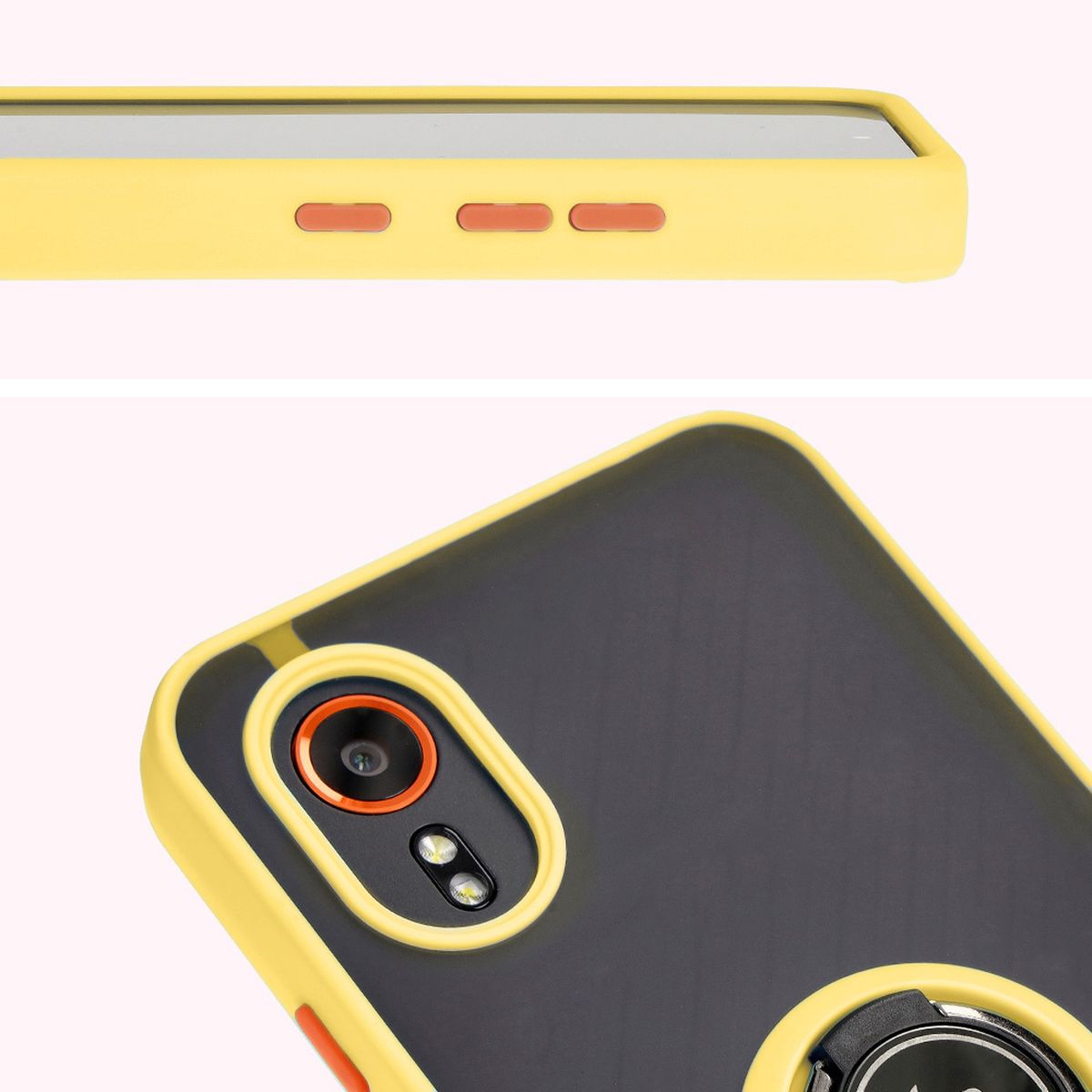 Close-up of raised edges around the display and camera island in Bizon Hybrid Ring case