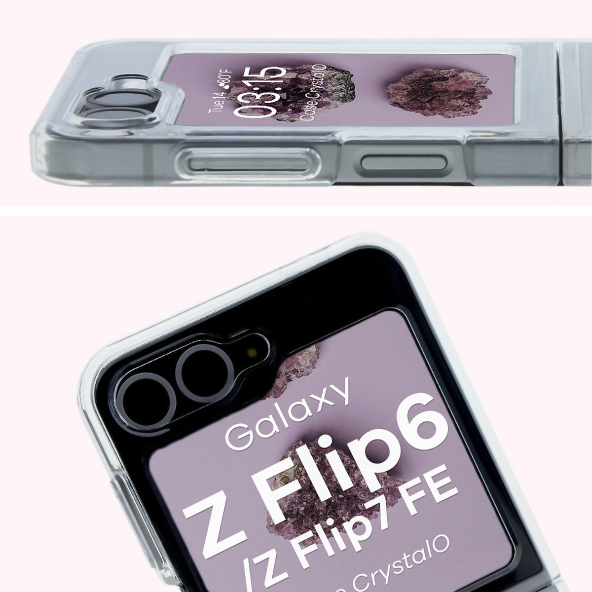 Pełne wycięcie i podwyższone krawędzie aparatu w etui Bizon Case CrystalO