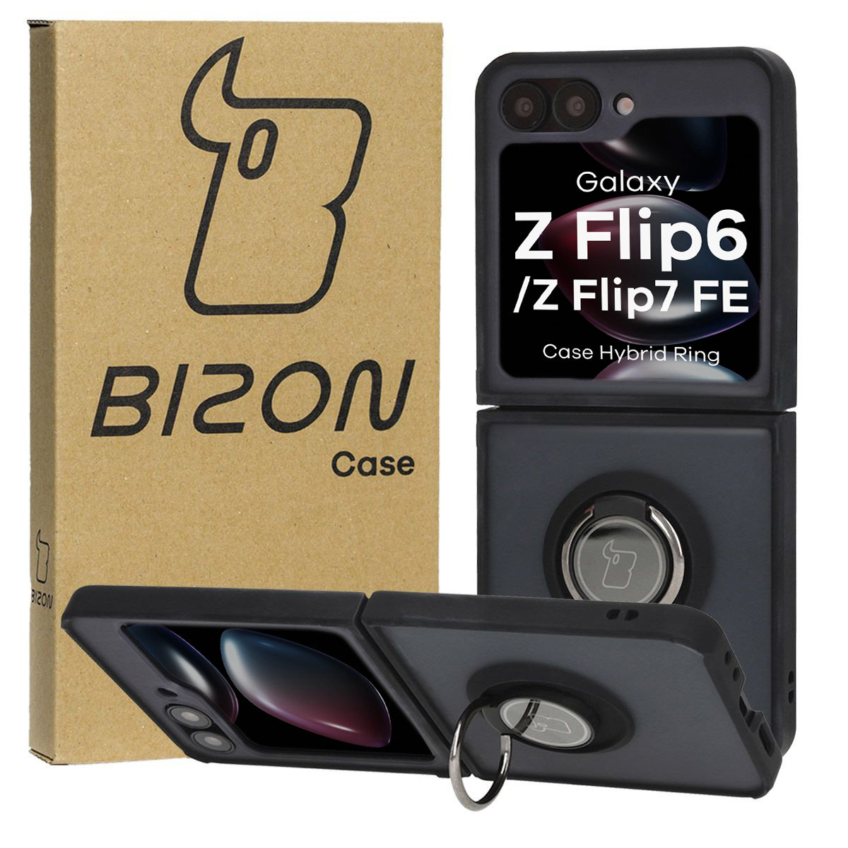 Husă cu suport pentru deget Bizon Case Hybrid Ring pentru Samsung Galaxy Z Flip6