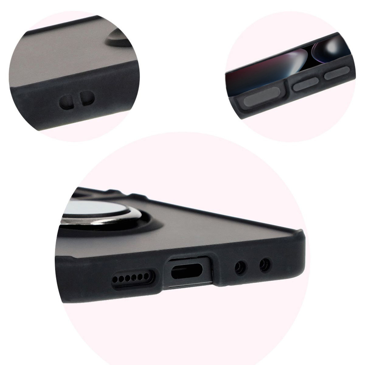 Decupaje precise, capace integrate și decupaj pentru șnur în husa Bizon Case Hybrid Ring
