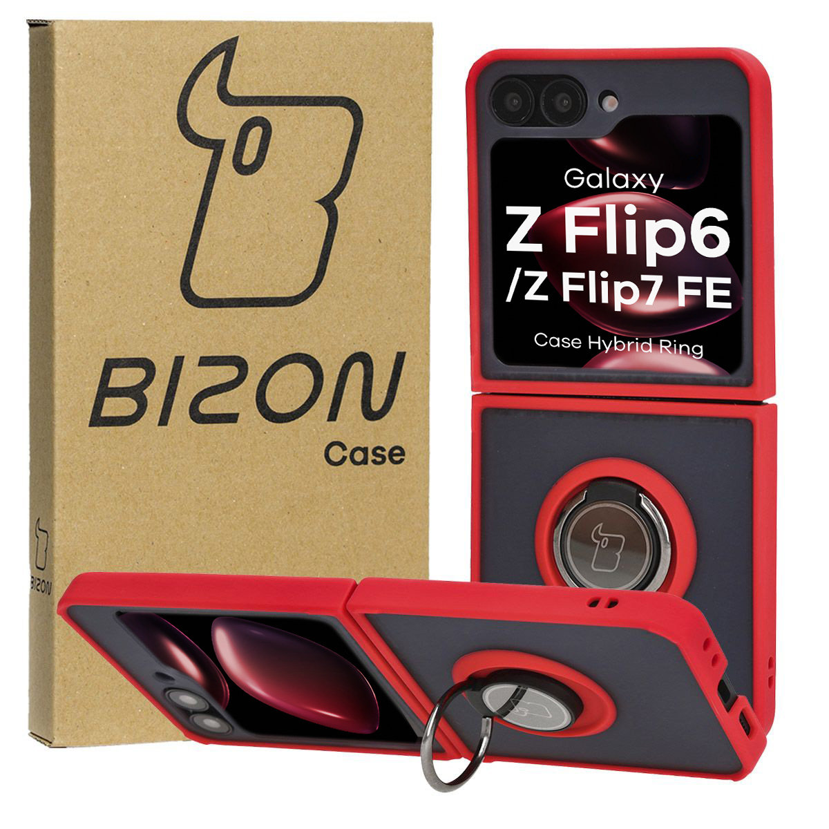 Carcasa cu suport pentru deget Bizon Case Hybrid Ring pentru Samsung Galaxy Z Flip6