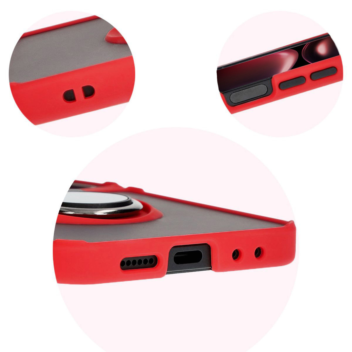 Decupaje precise, capace integrate și decupaj pentru cordon în carcasa Bizon Case Hybrid Ring