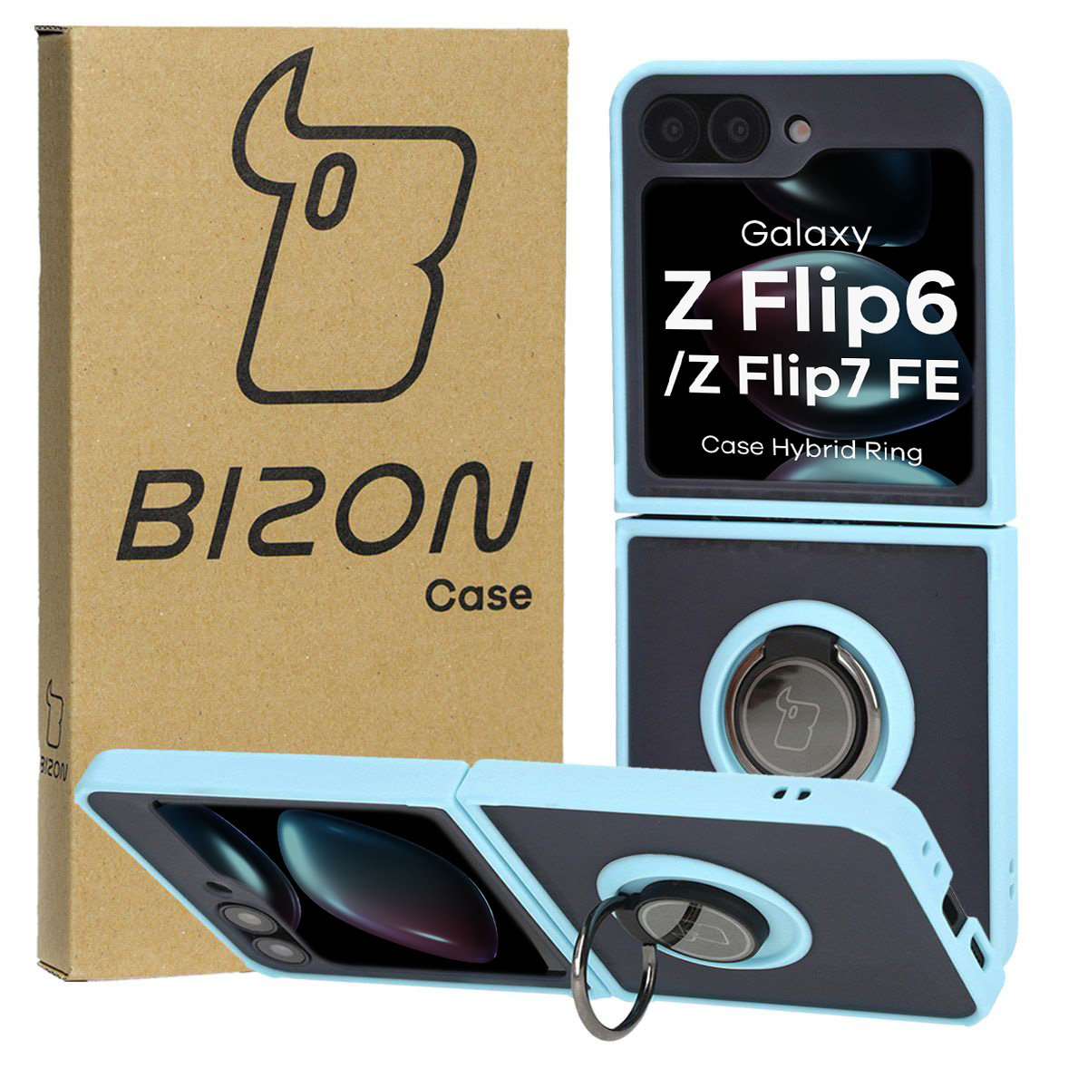 Carcasă cu suport pentru deget Bizon Case Hybrid Ring pentru Samsung Galaxy Z Flip6