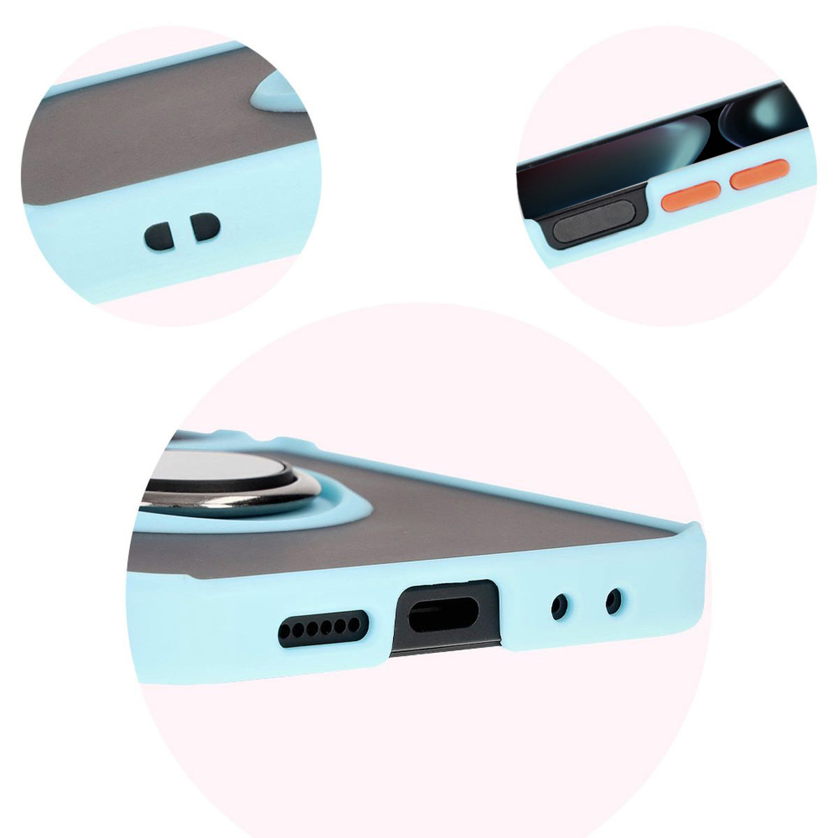 Decupaje precise, capace integrate și decupaj pentru sfoară în carcasa Bizon Case Hybrid Ring