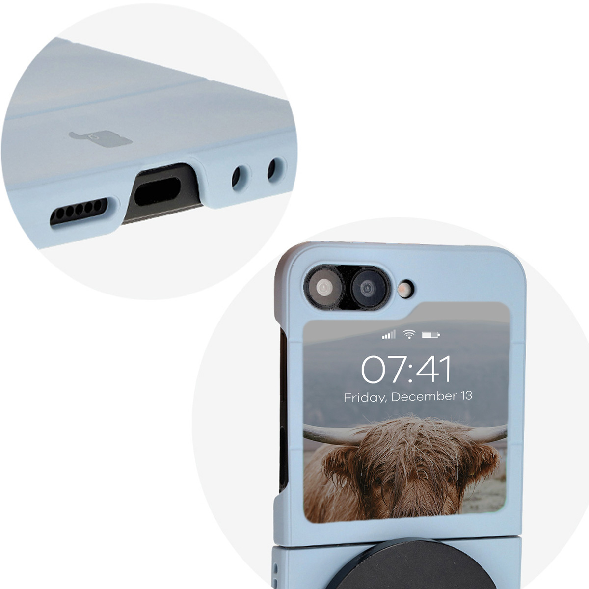 Präzise Ausschnitte und Kompatibilität mit induktivem Laden im Bizon Case Tur Etui