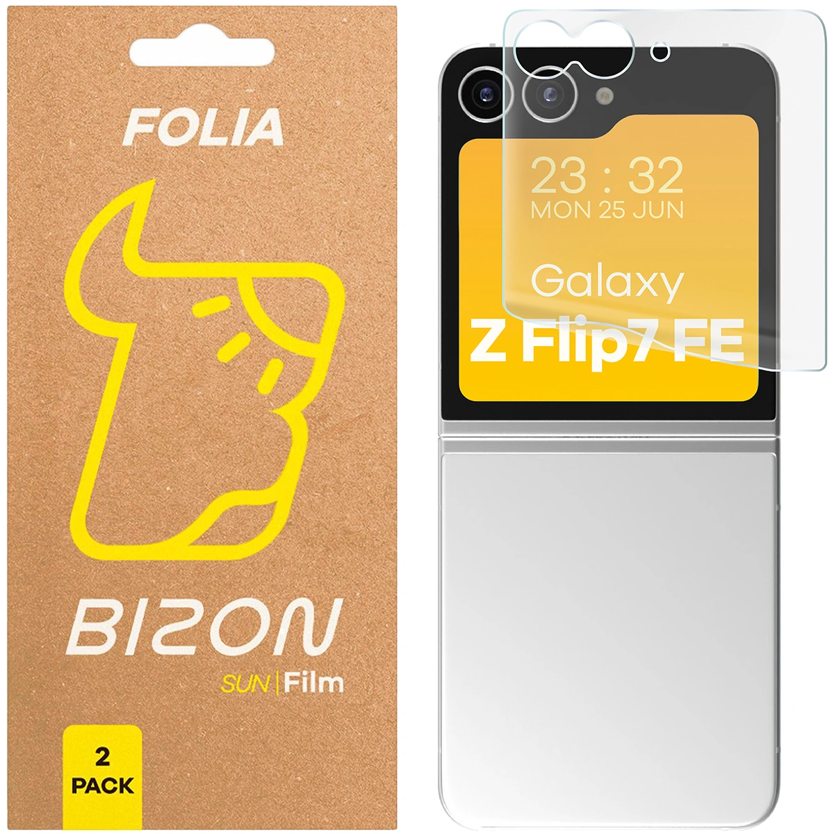 Folia matowa na ekran Bizon Glass Film Sun Duo do Samsung Galaxy Z Flip7 FE, 2 sztuki